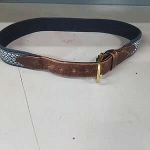 Vineyard Vines Leather Belt with Gold Buckle